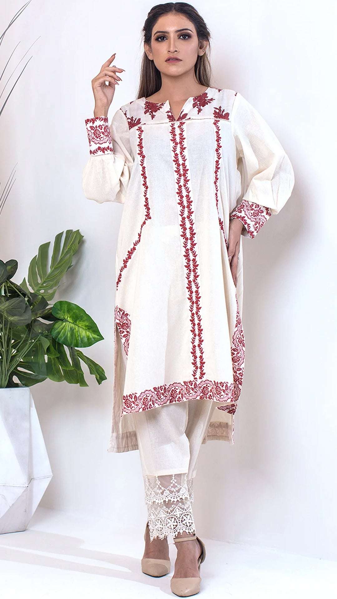 1 Piece Cotton Embroidered Co- Ord Set
