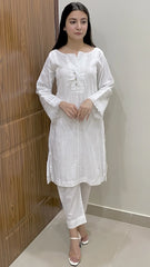 2 Piece Cotton Embellished stitched suit