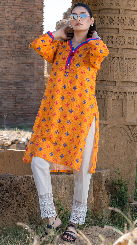 1 Piece Printed  Cotton Stitched Kurta