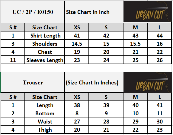 Product Size Chart