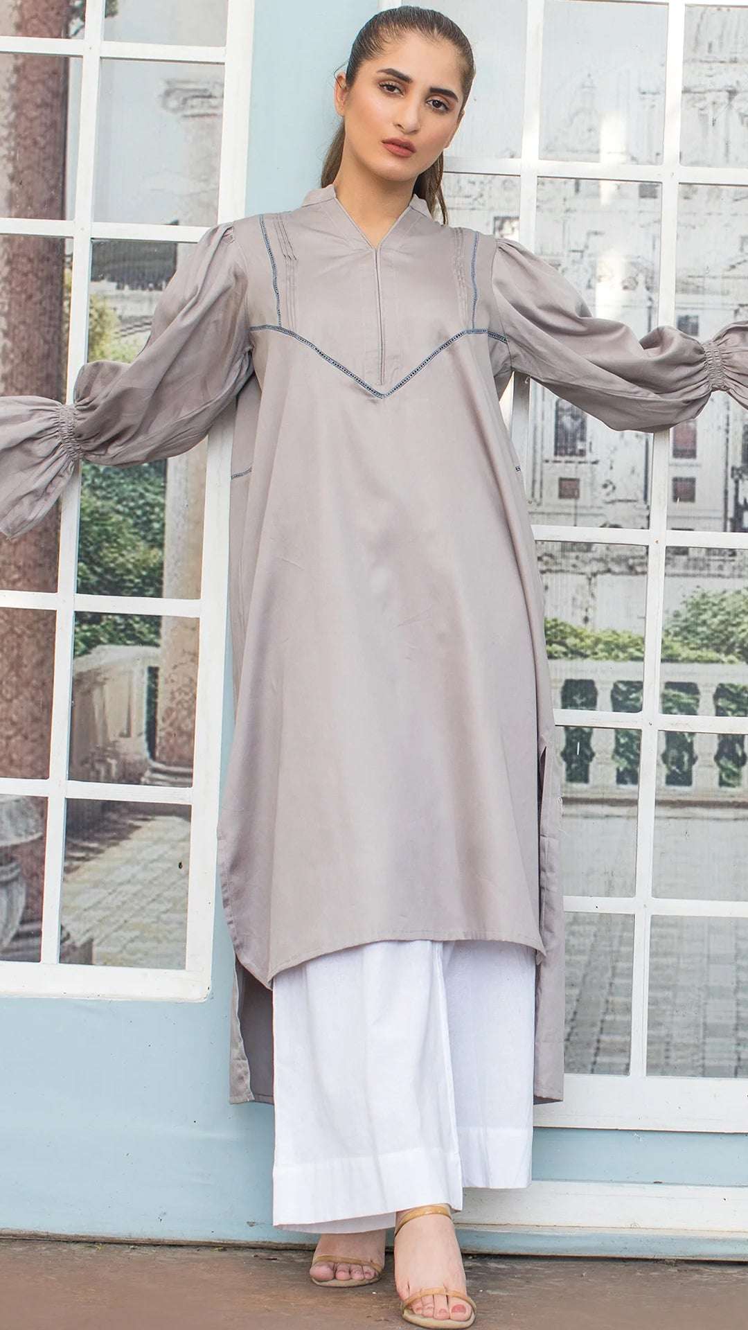 1 Piece Cotton Embellished Satin Kurta