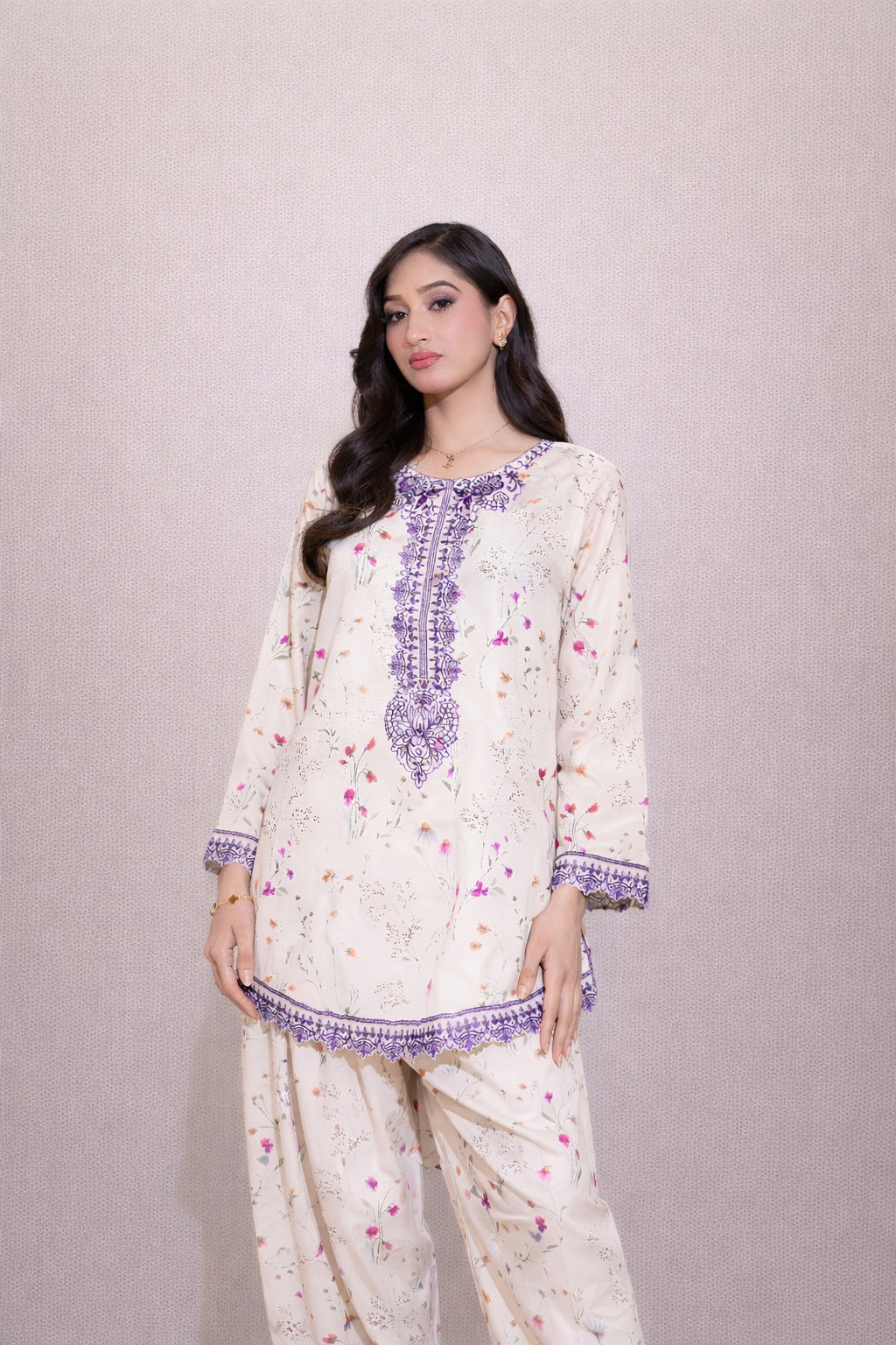 Embroidered Co-ord Set with Farshi Shalwar