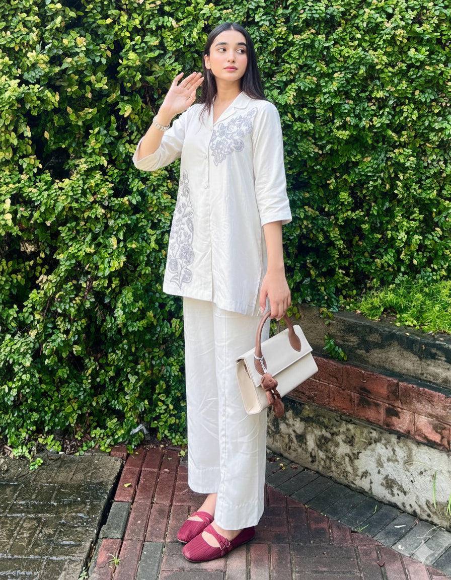 Embroidered Cotton 2-Piece Co-Ord Set