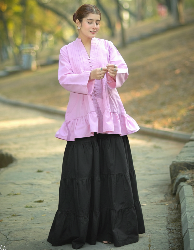 1 Piece Black Maxi Skirt – Elegant Tiered Long Skirt