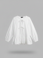 White Cotton Peplum Shirt