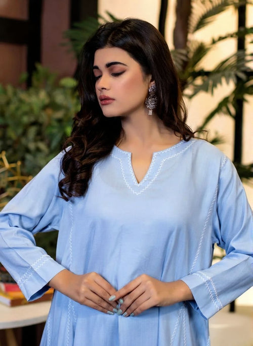 1 Piece  Cotton Embroidered Dress