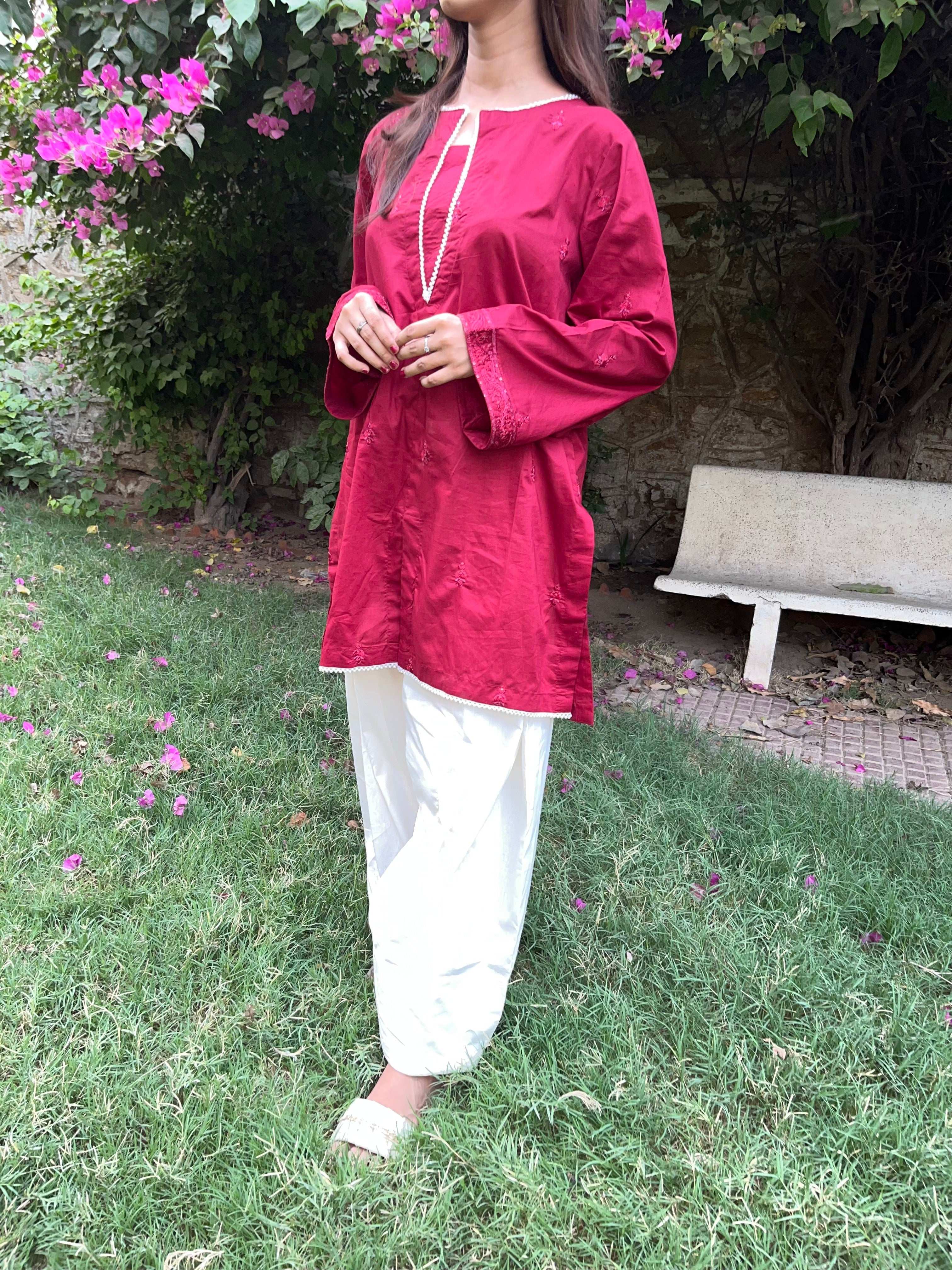2 Piece Cotton Embroidred Co- Ord Set with  Salwar