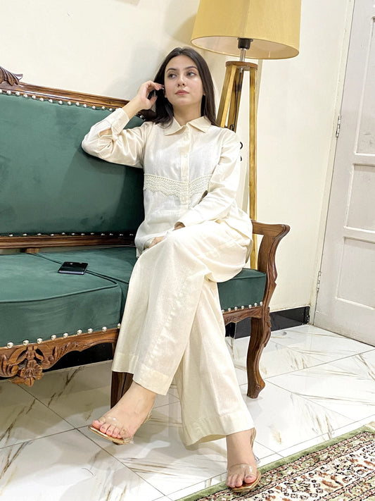 Sleek & Breathable Cotton Embroidered Shirt 1 Piece