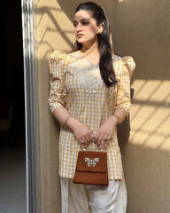 2 Piece Cotton Embroidered Co- Ord Set with Farshi Salwar