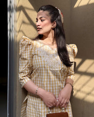 2 Piece Cotton Embroidered Co- Ord Set with Farshi Salwar