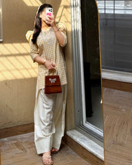 2 Piece Cotton Embroidered Co- Ord Set with Farshi Salwar