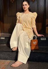 2 Piece Cotton Embroidered Co- Ord Set with Farshi Salwar