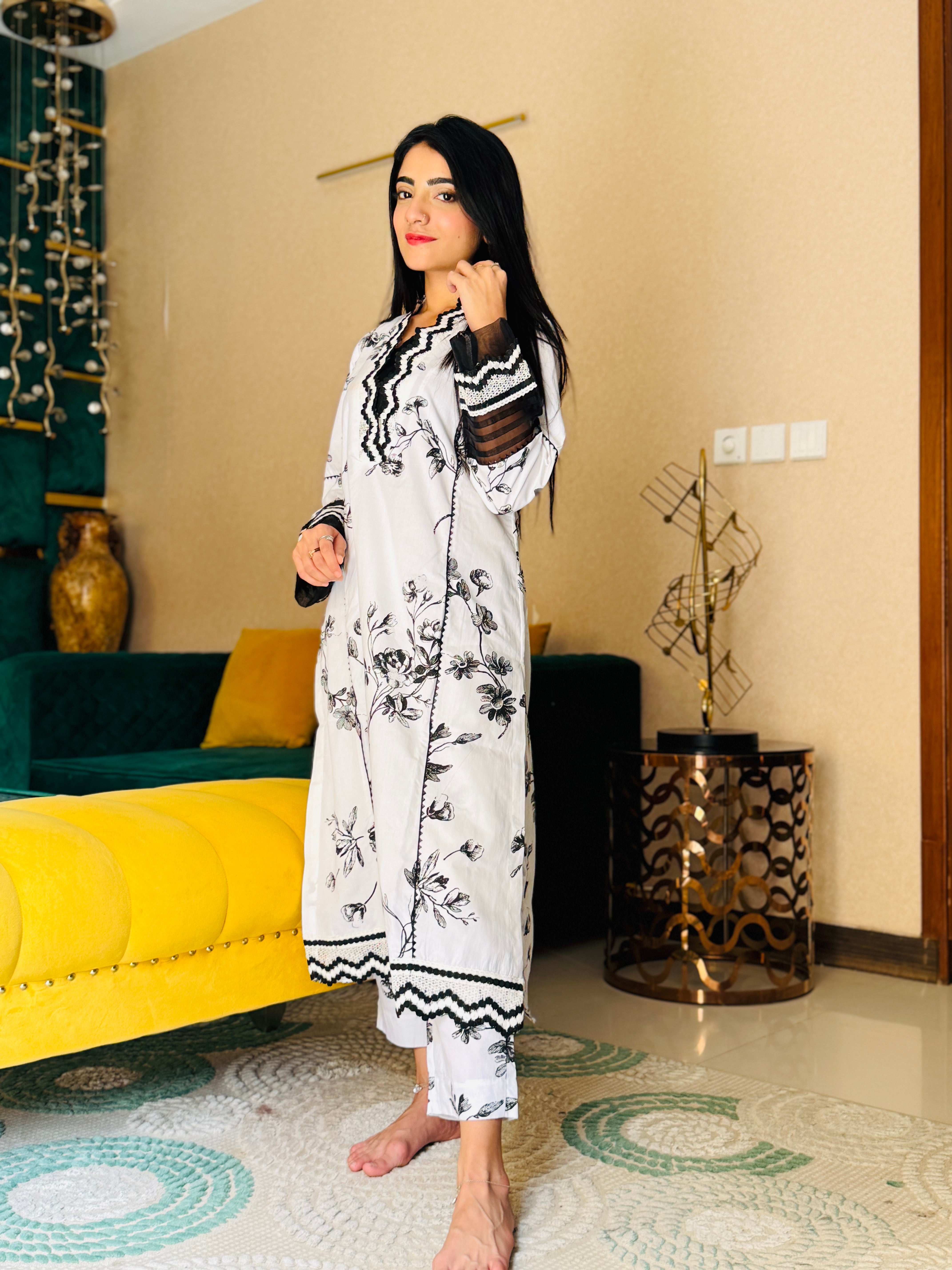 2 Piece Cotton Embroidred Suit