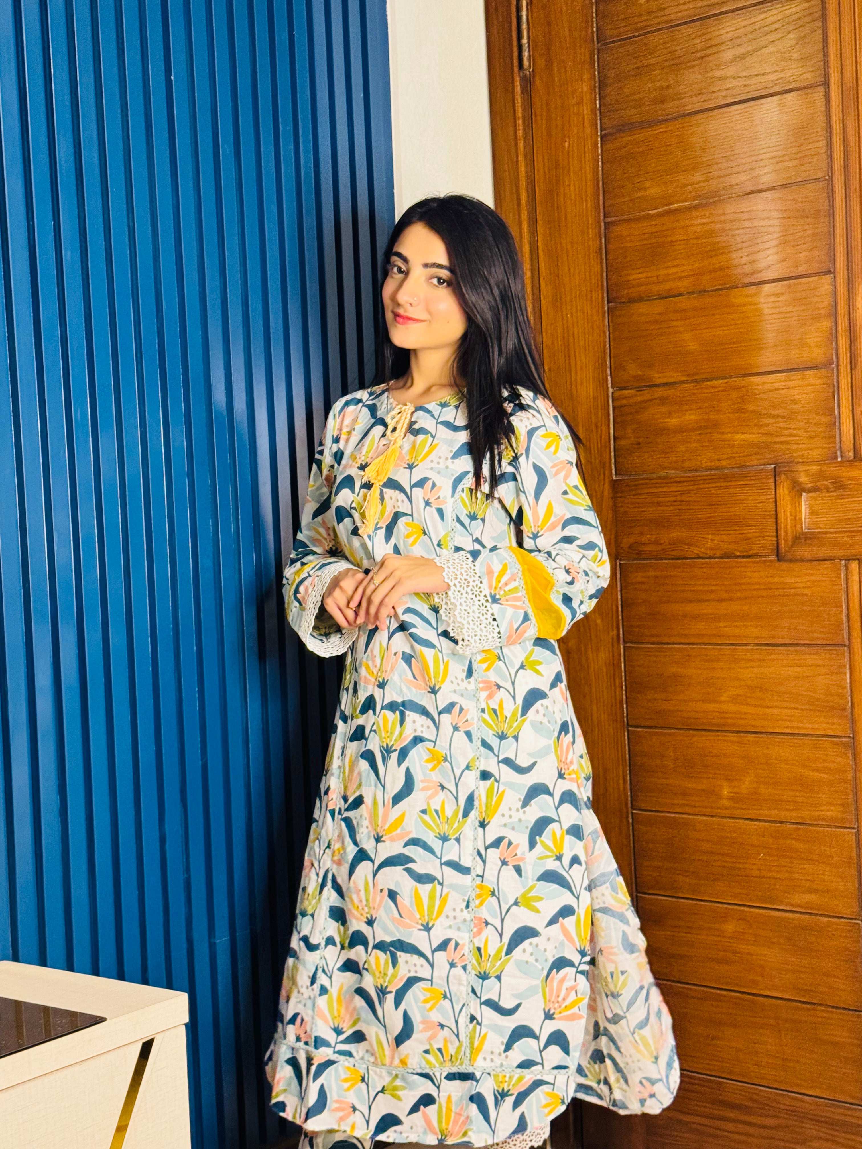 2 Piece Cotton Embroidered Suit