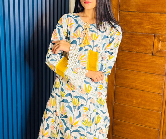 2 Piece Cotton Embroidered Suit