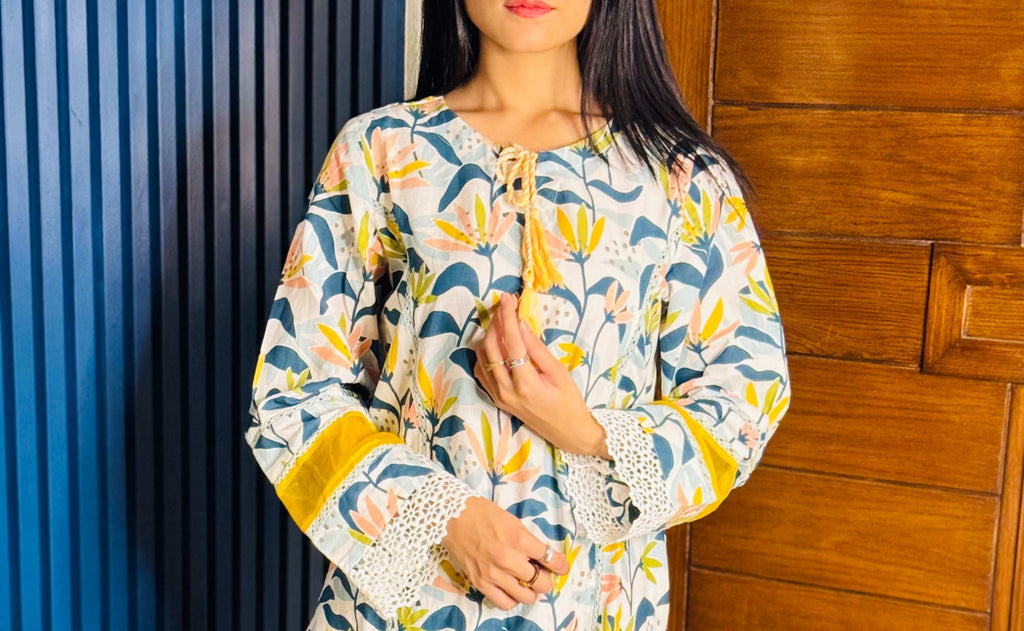 2 Piece Cotton Embroidered Suit