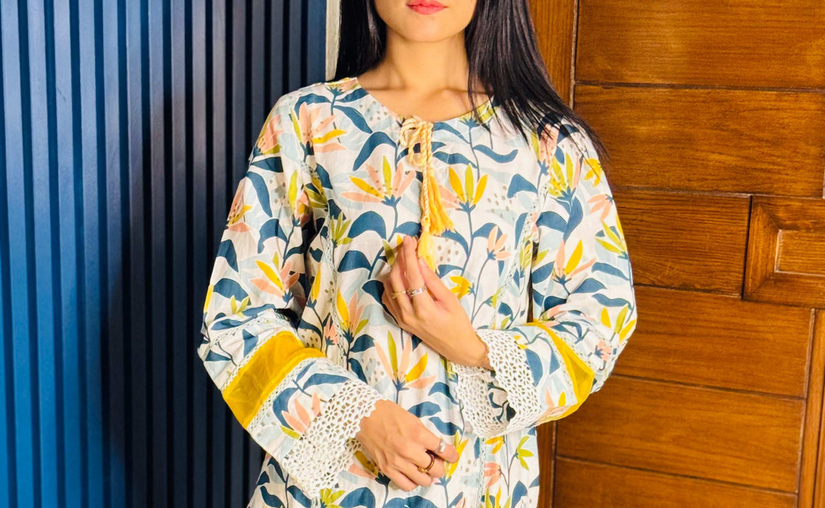 2 Piece Cotton Embroidered Suit
