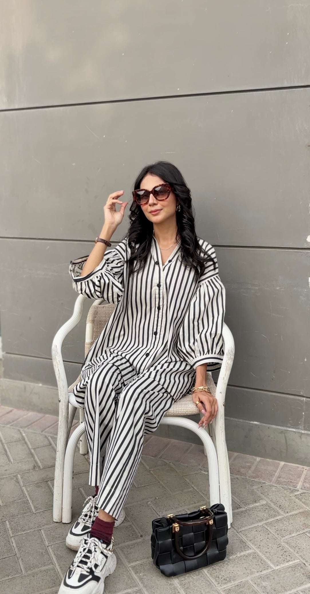 Women's Striped Cotton Co-Ord Set – 2 Piece Suit