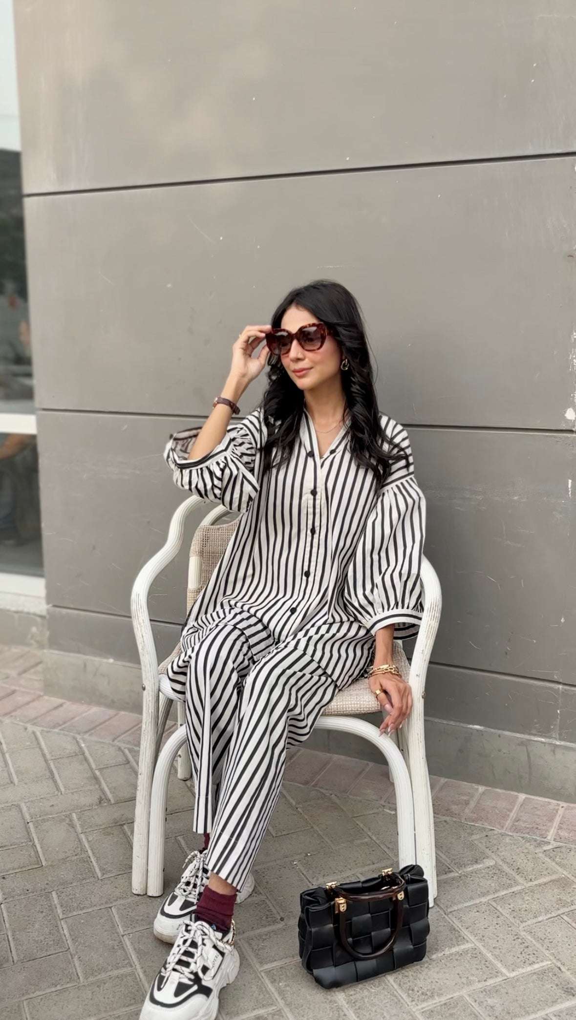 Women's Striped Cotton Co-Ord Set – 2 Piece Suit