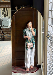 2 Piece Cotton Embroidred Co- Ord Set with Farshi Salwar