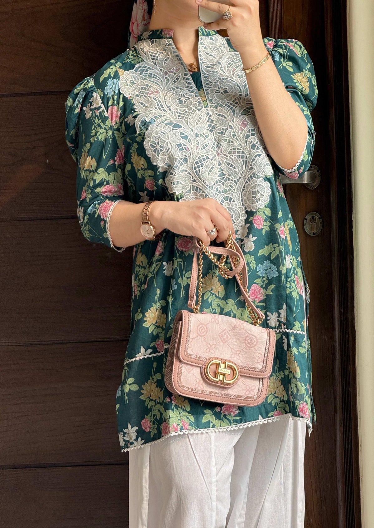 2 Piece Cotton Embroidred Co- Ord Set with Farshi Salwar