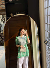 2 Piece Cotton Embroidred Co- Ord Set with Farshi Salwar
