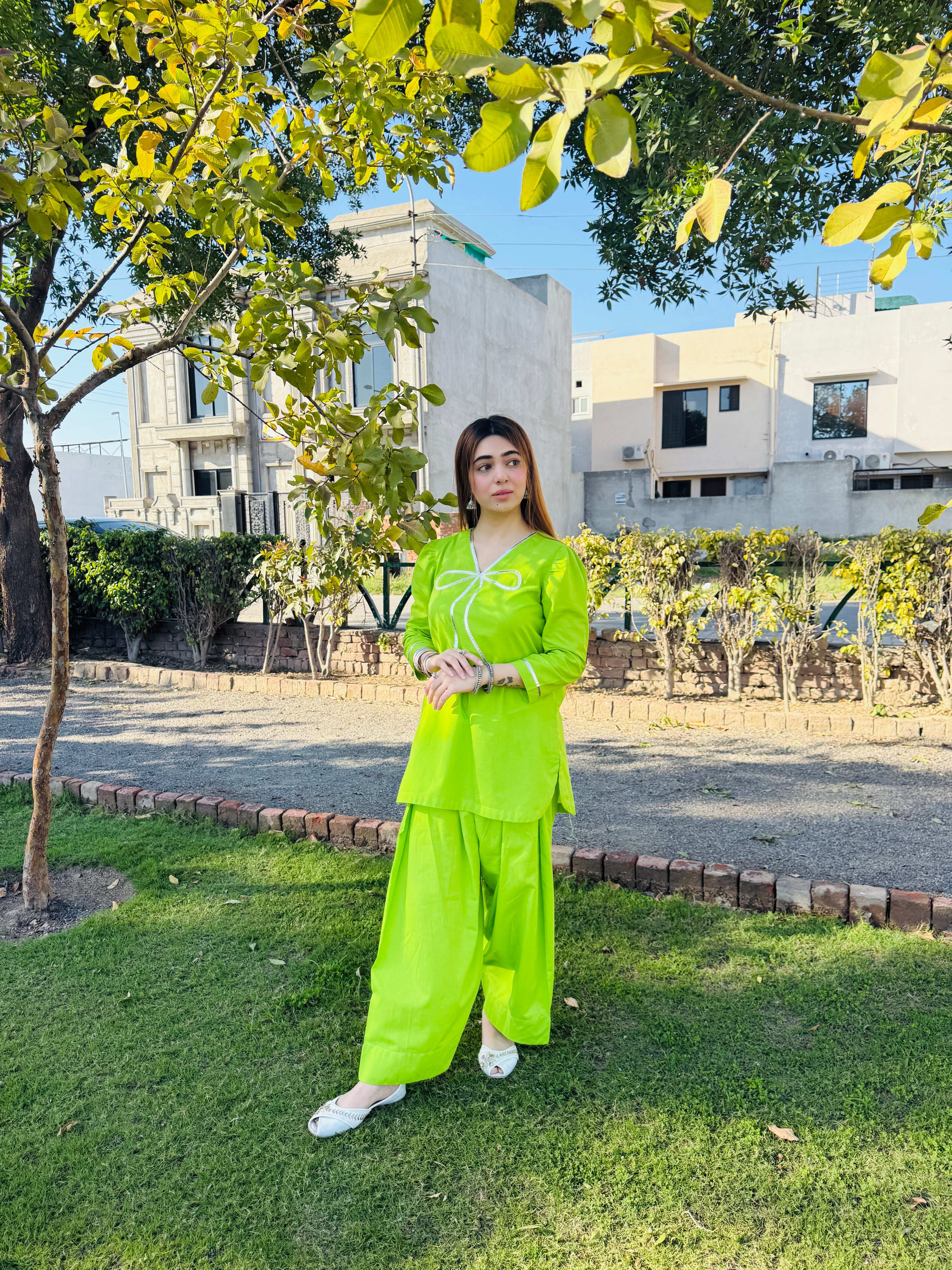 2 Piece Lawn Embellished  Co- Ord Set with Farshi Shalwar