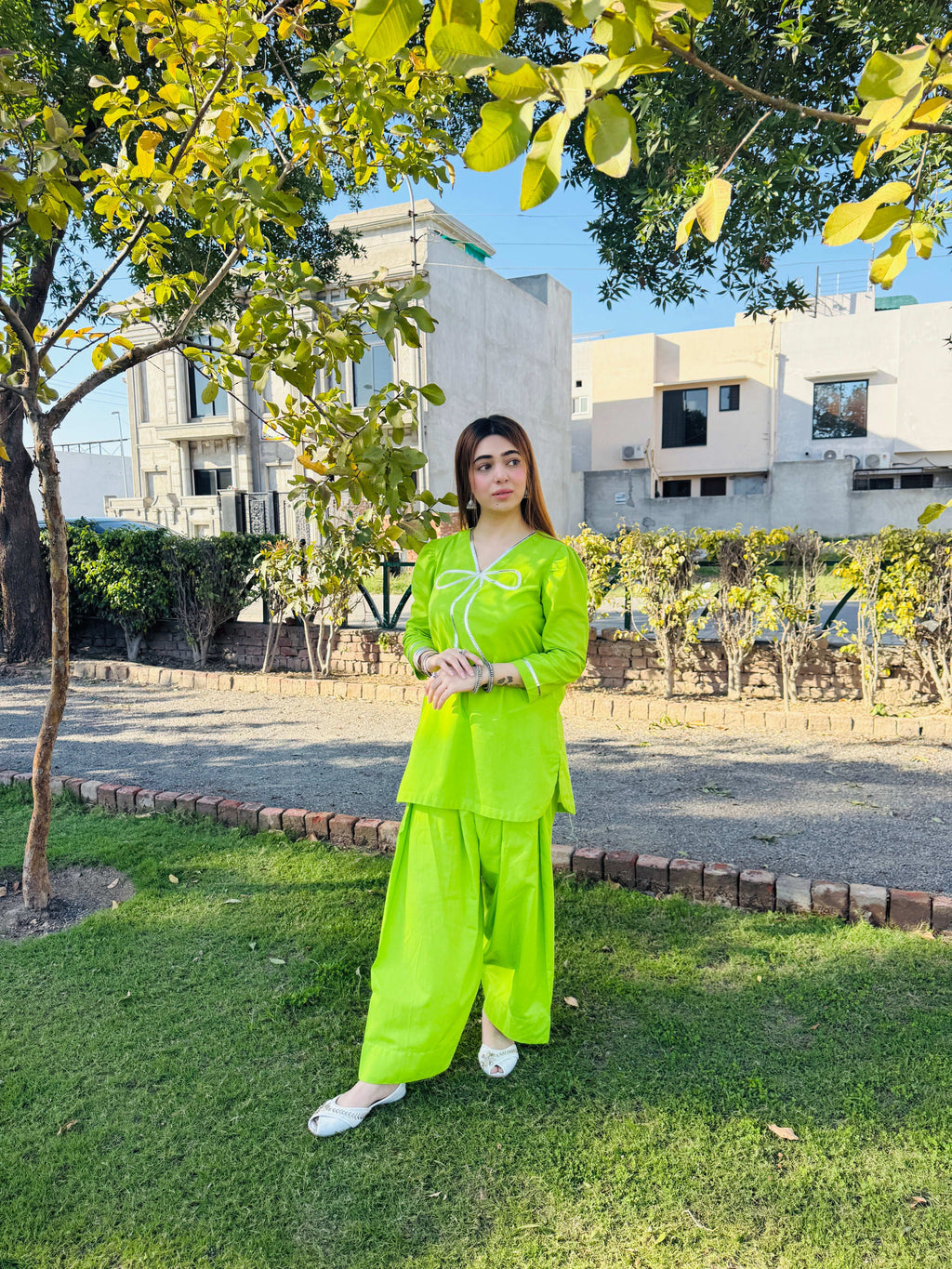 2 Piece Lawn Embellished  Co- Ord Set with Farshi Shalwar