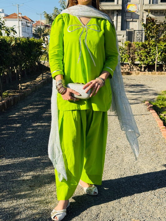 2 Piece Lawn Embellished  Co- Ord Set with Farshi Shalwar