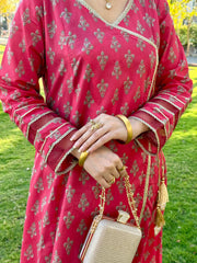 2 Piece Cotton Printed  Angrakha Suit