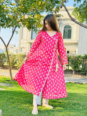2 Piece Cotton Printed  Angrakha Suit