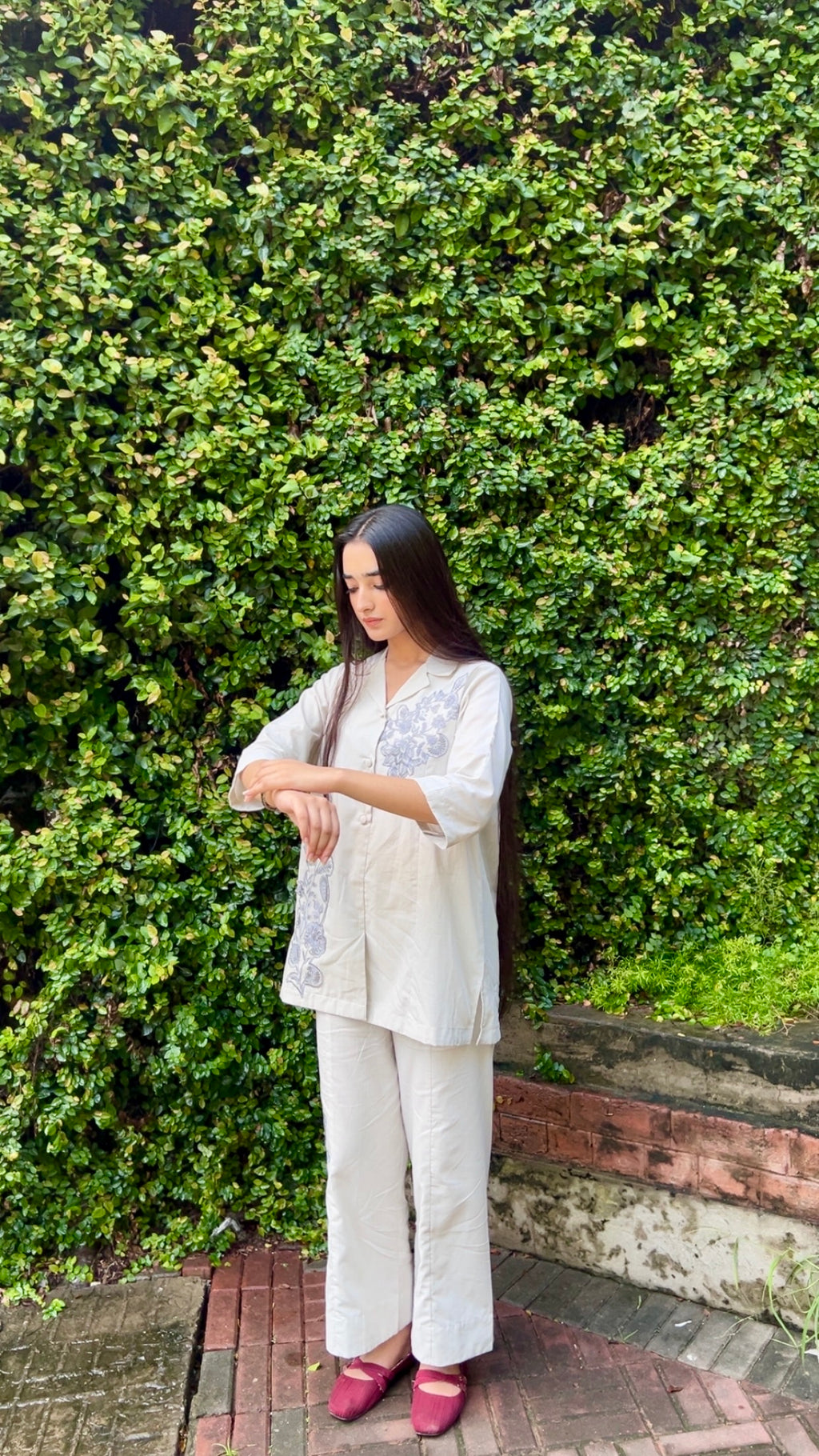 Embroidered Cotton 2-Piece Co-Ord Set