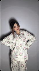 Women Pajama Suit – Floral Bow Print