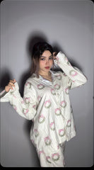 Women Pajama Suit – Floral Bow Print