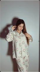 Women Pajama Suit – Floral Bow Print
