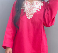 Embroidered Cotton Kurta with Farshi Shalwar – 2 Piece Traditional Coord Set