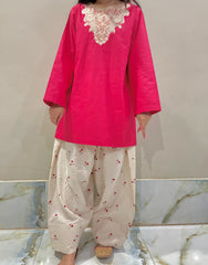 Embroidered Cotton Kurta with Farshi Shalwar – 2 Piece Traditional Coord Set