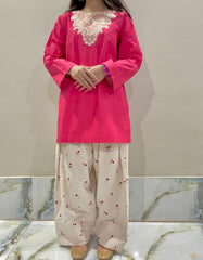 Embroidered Cotton Kurta with Farshi Shalwar – 2 Piece Traditional Coord Set
