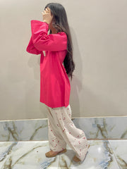 Embroidered Cotton Kurta with Farshi Shalwar – 2 Piece Traditional Coord Set