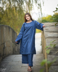 2 Piece Hand Embroidered - Cotton Textured - Co-Ord Set