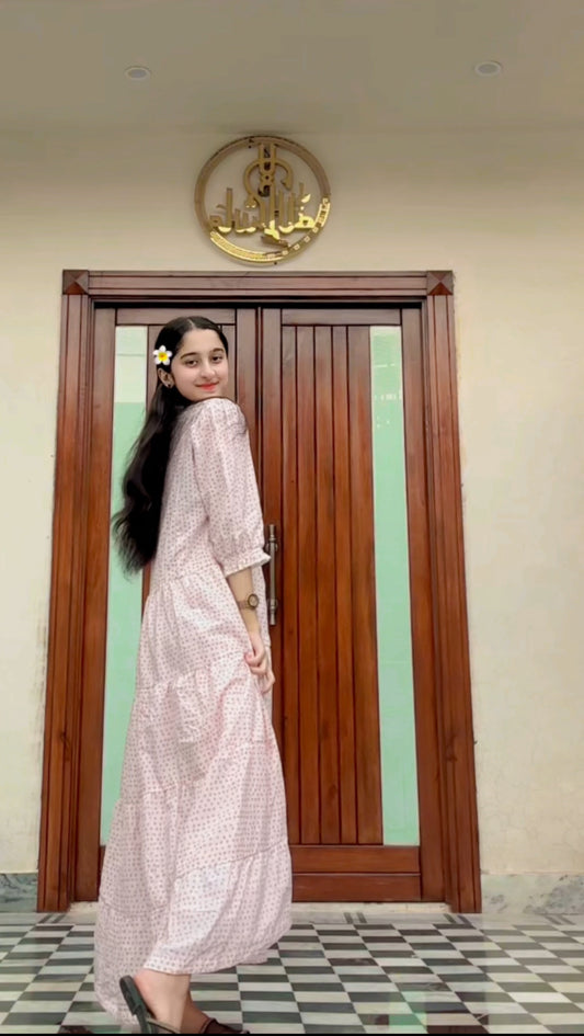 Light Pink Cotton Maxi Dress – 1 Piece Casual Wear