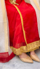 3 Piece Laurex Embroidered Angrakha Suit- Linned