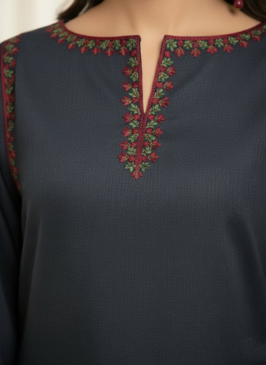 Embroidered  2-Piece Cotton Textured Kurta Set