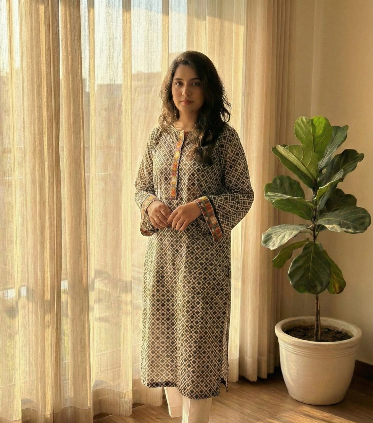 2 Piece Cotton Printed Suit