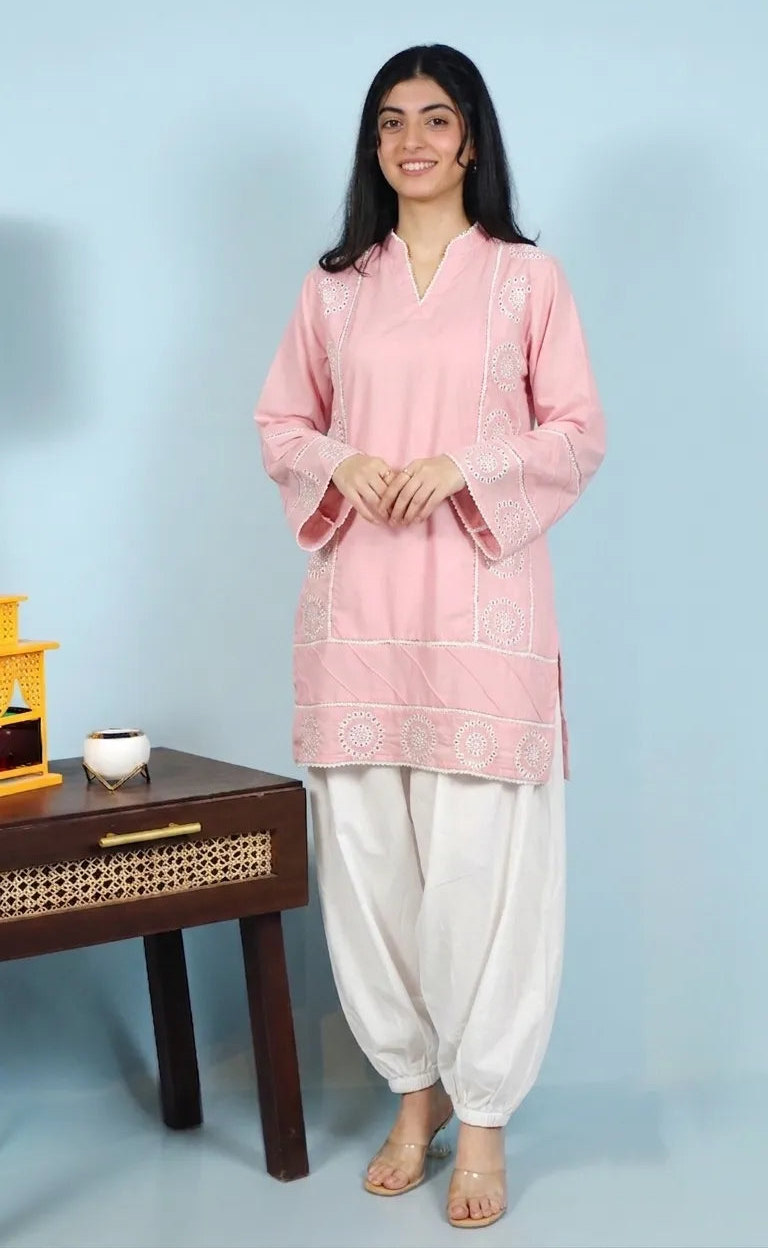 Embroidered 2-Piece Cotton Co-Ord Set