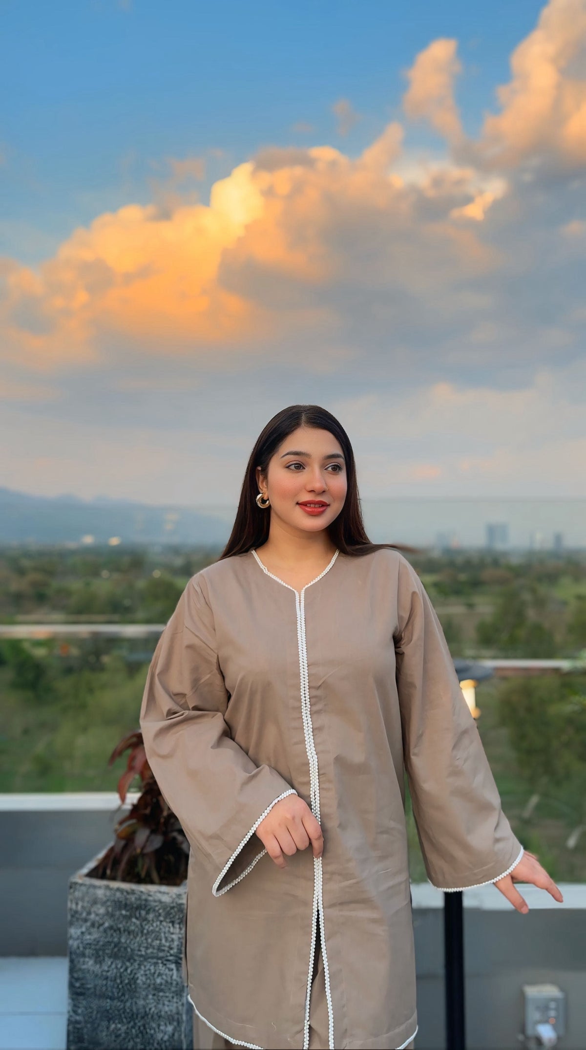 2 Piece Cotton Embellished  Co- Ord Set with Farshi Shalwar