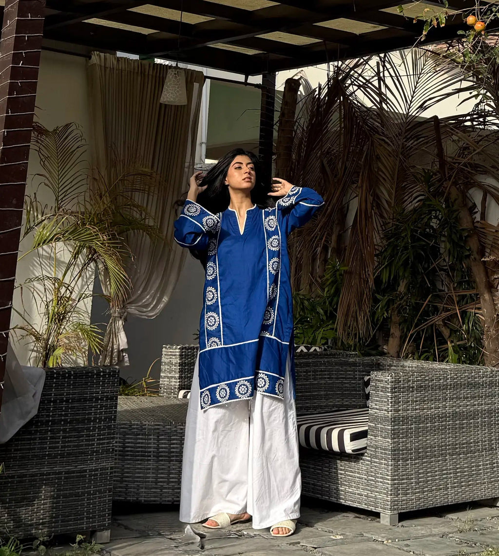 Embroidered 2-Piece Cotton Co-Ord Set