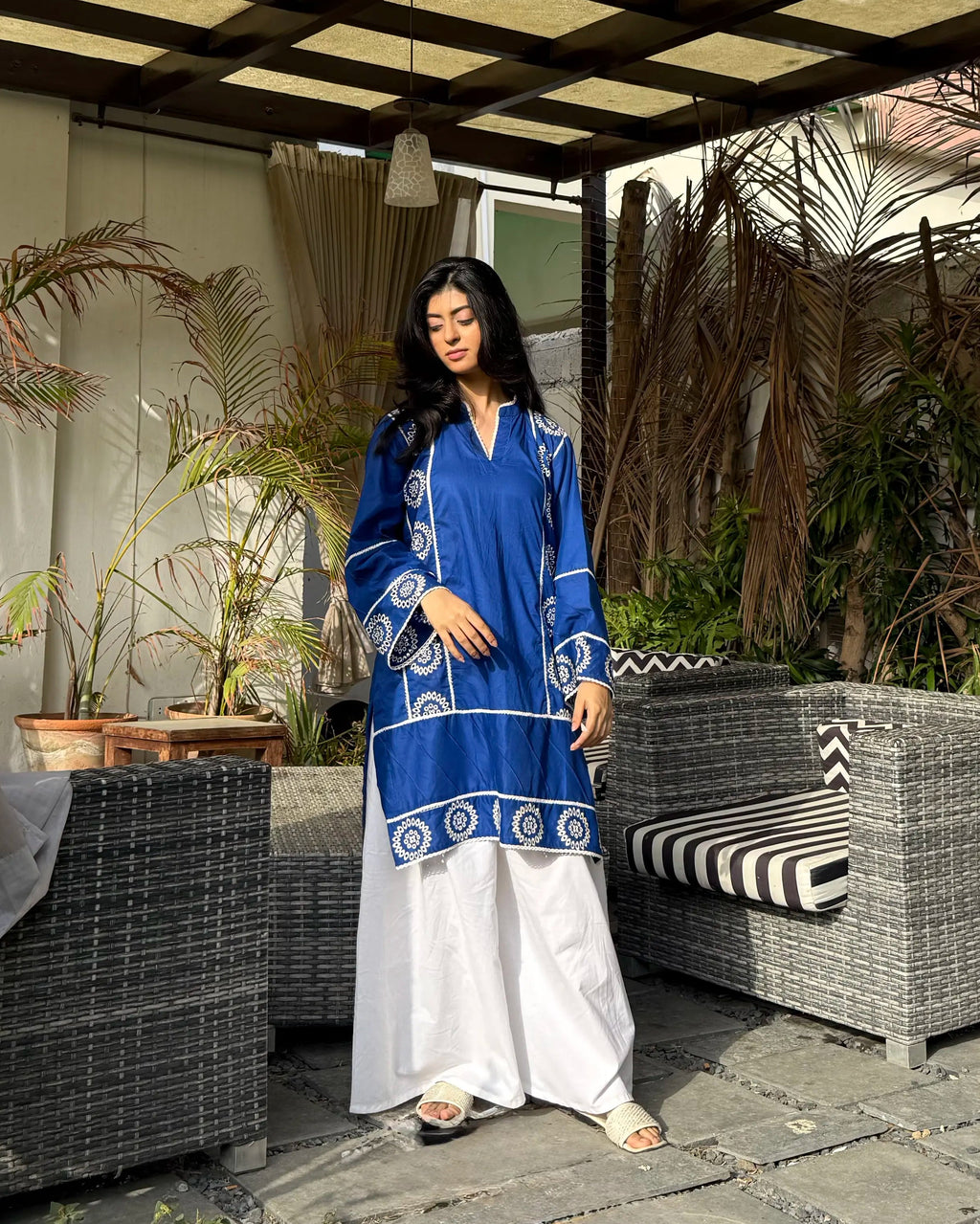 Embroidered 2-Piece Cotton Co-Ord Set