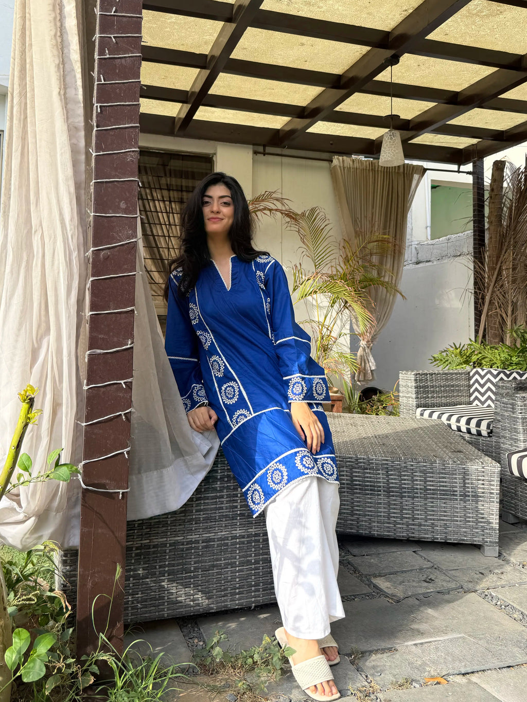 Embroidered 2-Piece Cotton Co-Ord Set