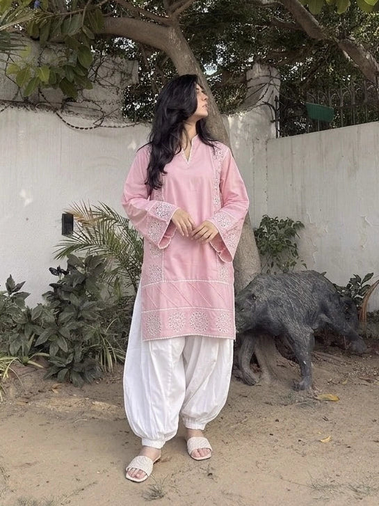 Embroidered 2-Piece Cotton Co-Ord Set